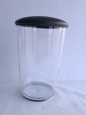Kitchen Aid immersion blender Cup Clear with gray Rubber lid 700 Ml 3-cup